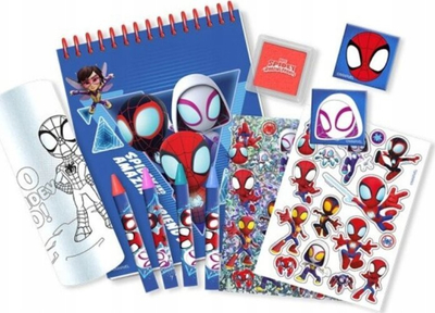 Set kreativ 3D Spiderman SP50068, kuti me dorezë, vula dhe bojëra, shumëngjyrësh