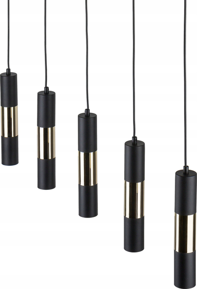 Llambadar varëse TK Lighting Vivien 4758, 5 vende, GU10, i zi me të artë