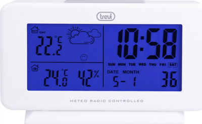 Stacion meteo Trevi ME 3P08 RC, sensor jashtë, ekran LED, i bardhë