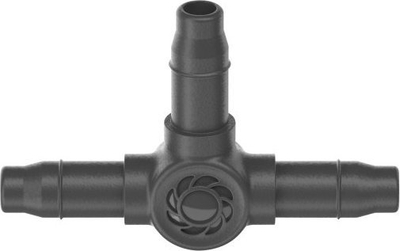 Pjesë lidhëse T për sistem ujitje Gardena Micro Drip 4.6 mm, e zezë