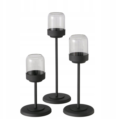 Set fanarësh dekorativ SENZA Boltze Home, 3 copë, metal dhe qelq, të zinj