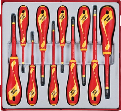 Портабилен сет алат Teng Tools 37 делови, изолиран EN 60900, со кутија за носење, црвен