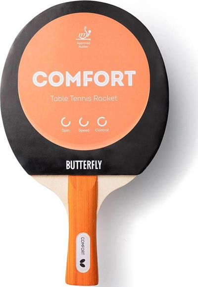 Raketë pingpongu Butterfly Comfort, për kalamaj, me dorezë konkave, e kuqe