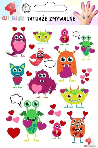 Tatuazhe të përkohshme për kalamaj All4Kids Loving Creatures, që lahen, me shumë ngjyra