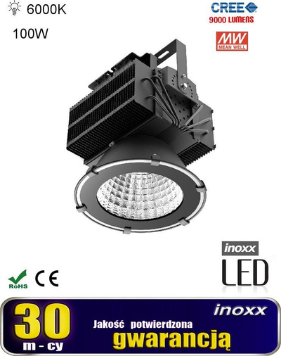 Lampë industriale LED Nvox High Bay, 100W, 9000lm, dritë e bardhë e ftohtë