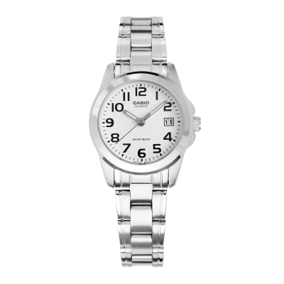 Ora dore Casio LTP-1259PD-7BEG, për femra, metalike, argjend