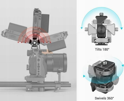Mbajtëse monitori për kamerë SmallRig 2903B, me rrotullim edhe anështrim, me kapëse edhe vida, e zezë