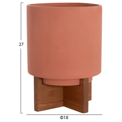 Set vazo dekorative TANTI HM4685, 3 copë, fiber cement, me bazë druri tik, shumëngjyrëshe