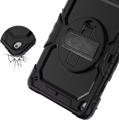 Këllëf tableti DEQSTER 360 Rugged për iPad 10.2", tip ushtarak, me mbajtës për stilolaps, i zi