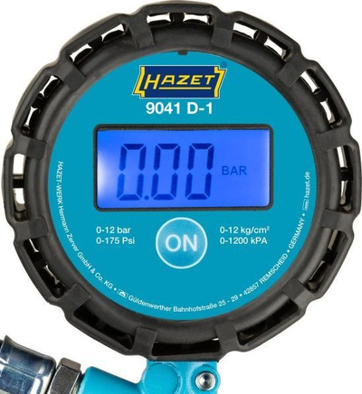 Fryrës me ajër për goma Hazet 9041D-1, me manometër dixhital, trup metalik, blu