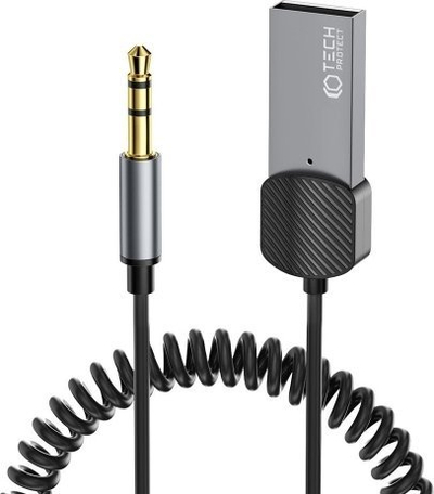 Adapter audio Tech-Protect UltraBoost, USB në Jack 3.5 mm, 1m, gri