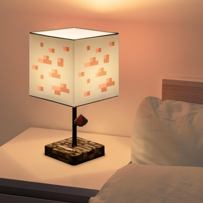 Lampë tavoline Paladone Minecraft, 35cm, buton Redstone 3D, shumëngjyrëshe