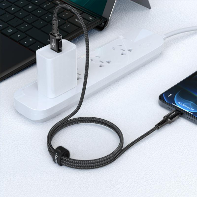 Kabllo Acefast USB A në Lightning, 1.2m, 2.4A, e zezë