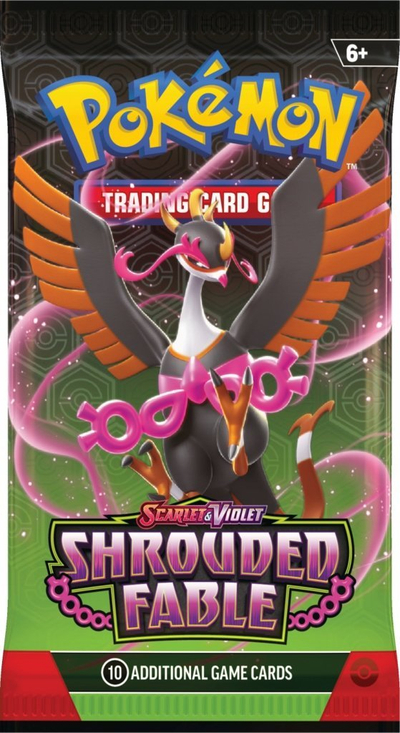 Set letra Pokémon TCG Scarlet &amp; Violet Shrouded Fable Booster Bundle, 6 booster packs, për me lujt letra