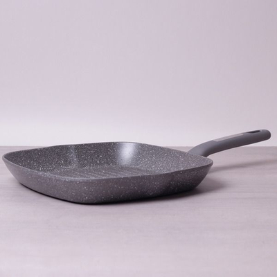 Tigan grill Kamille 28 x 28 cm, veshje granit, për të gjitha sobat, gri