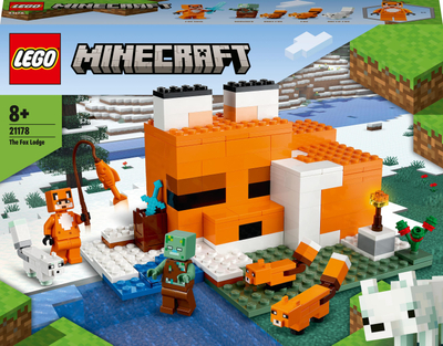 Lodër ndërtimi LEGO Minecraft 21178 The Fox Lodge, set me figura, 8+