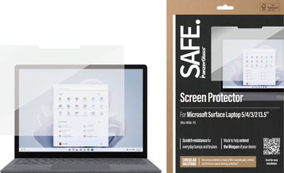 Xham mbrojtës ekrani PanzerGlass SAFE, Ultra-Wide Fit, për Microsoft Surface Laptop 13.5", transparent