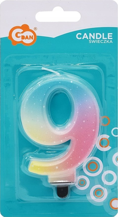 Qiri ditlindje Godan numri 9 pastel ombre, 8cm, shumëngjyrësh