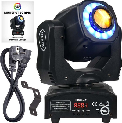 Reflektor lëvizës Light4Me Mini Spot 60 Ring, LED 60W, DMX, i bardhë