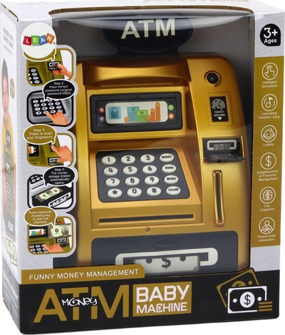 Arkë kursimi ATM për kalamaj, me drita e zhurma, gold me të zezë