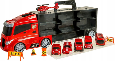 Set lodrash me automjete Smily Play Vehicle Set Suitcase, valixhe kamion, me dorezë, shumëngjyrëshe