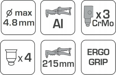 Kapsolle Högert Technik HT4B734, 215mm, 4 koka, blu
