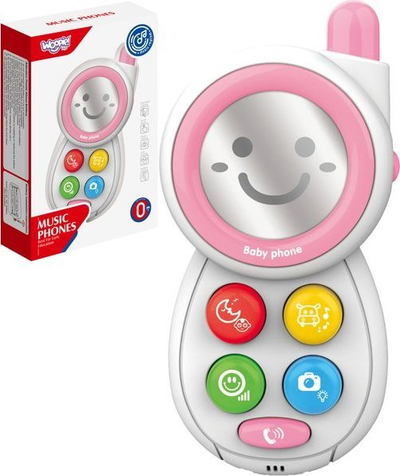 Lodër telefon për beba Woopie Baby Phone, me tinguj edhe melodi, rozë