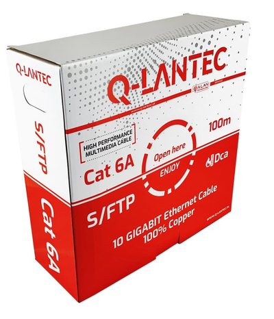 Kabllo rrjeti Q-LANTEC Cat 6A S/FTP, 100m, LSOH Dca, gri