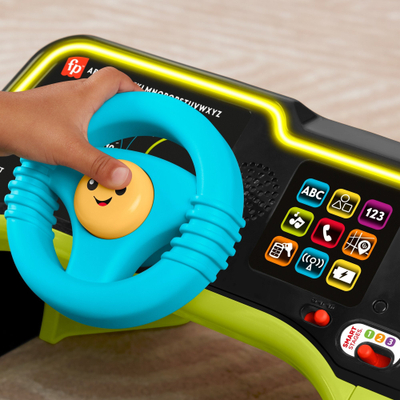 Lodër edukative Fisher-Price Laugh &amp; Learn Little Driver, qendër aktiviteti me timon, në polonisht, shumëngjyrëshe