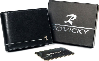 Portofol për burra Rovicky N992 CMC, lëkurë natyrale, RFID, i zi