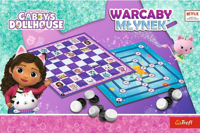 Друштвена игра Trefl Gabby's Dollhouse, дама и млин, повеќебојна