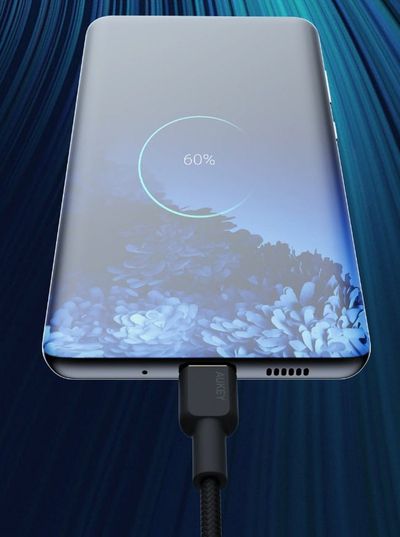 Kabllo Aukey, USB C / USB C, 1.8 m, e zezë