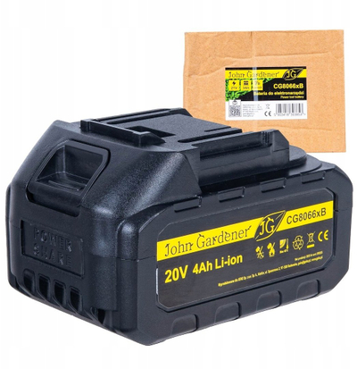 Bateri për vegla pa kabllo John Gardener CG8066xB, 20V 4Ah Li-ion, e zezë