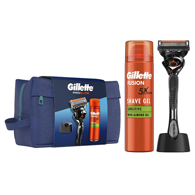 Set Gillette Proglide kGI560 Brisk rroje + Xhel rroje + Çantë kozmetike