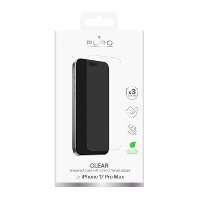 Mbrojtës ekrani Puro Display Glass, për iPhone 17 Pro Max, xham i fortë i temperuar, i tejdukshëm