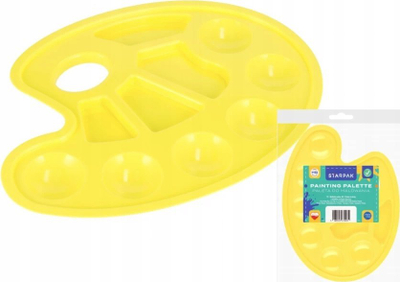 Paletë plastike për bojëra Starpak, 10 vënde, me dorezë, e verdhë pastel