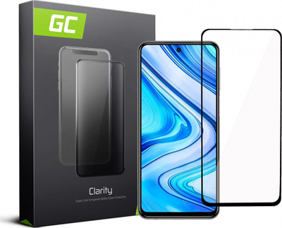 Stakllo e temperume GC Clarity për Xiaomi Redmi Note 9S, mbrojtëse ekrani, kornizë e zezë