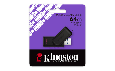 USB Kingston DataTraveler Exodia S, 64GB, USB 3.2, e zezë