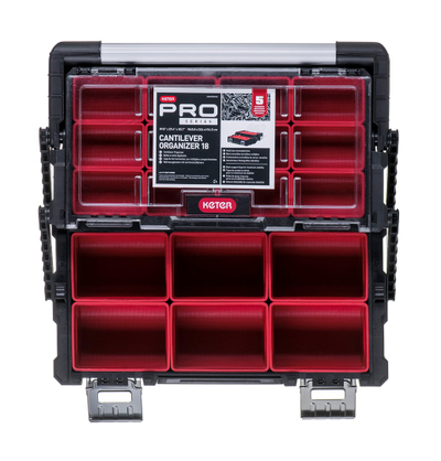 Kuti veglash Keter Tool Box 237006, 18 ndarje, kapak transparent, gri