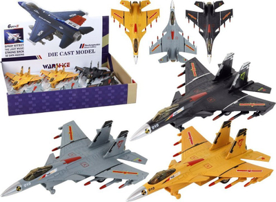 Avion lodër LEAN Toys luftarak, mekanizëm me fërkim, plastikë, gri e verdhë ose e zezë