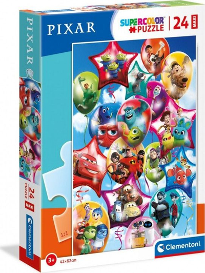 Puzzle dyshemeje Clementoni 24 Maxi Floor Pixar Party, 62 x 42 cm, shumëngjyrësh