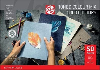 Bllok vizatimi Talens Toned Colour Mix Cold Colours, A4, 180gsm, 50 fletë