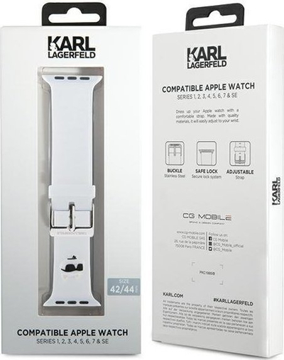 Rrip ore Karl Lagerfeld Rubber NFT Choupette, për Apple Watch 42 44 45mm dhe Ultra, i bardhë