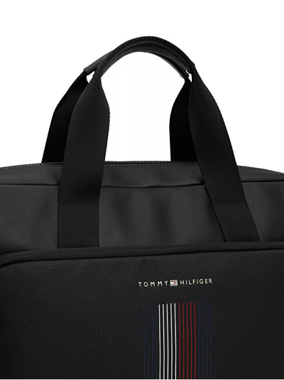 Çantë laptopi për meshkuj Tommy Hilfiger, e zezë