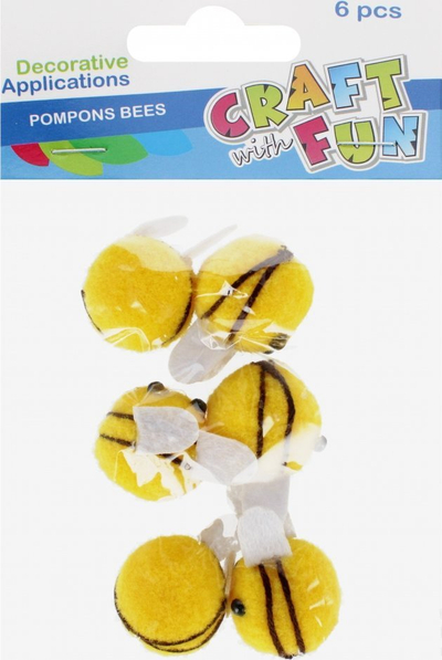 Pomponë dekorativë Craft with Fun Bletëza, set 6 copë, shumëngjyrësh