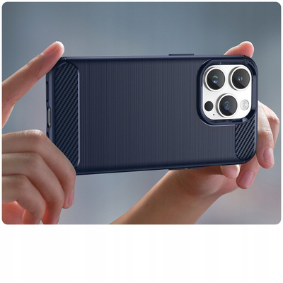 Mbulesë telefoni Armor për iPhone 14 Pro Max, TPU, teksturë karboni, e zezë