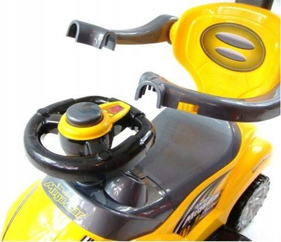 Makinë lodër me rrota Dolu Mega Car, 3 në 1, me dorezë për shtyrje, e verdhë