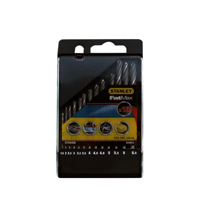 Set spiralesh Stanley FatMax, 13 copë, 1.5-6.5 mm, metal dhe dru