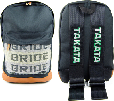 Çantë shpine Takata Bride me rripa racing, e zezë