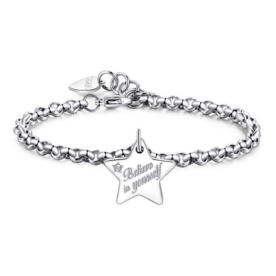 Byzylyk për femra S'Agapõ Believe in Yourself Be My Always SBM34, i argjendtë